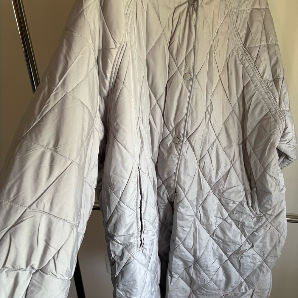 Zara Light Gray/Green Quilted Jacket